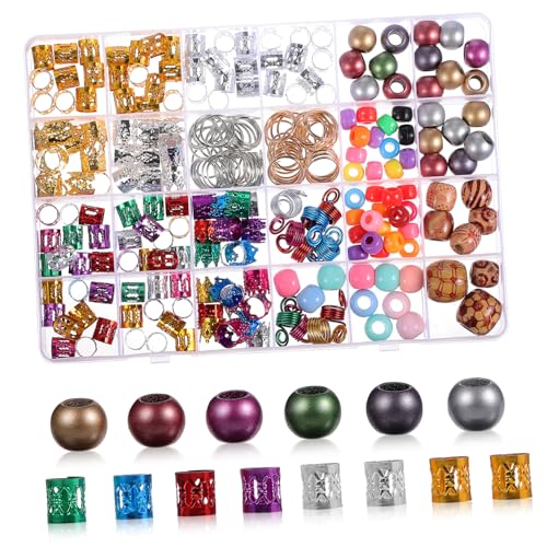TOGEVAL 278 Haarschmuck für Zöpfe Flexibles Zubehör mit Haarperlen Spiral Clips und Ringen für Dreadlocks für und Männer für Feiern und Festivals von TOGEVAL