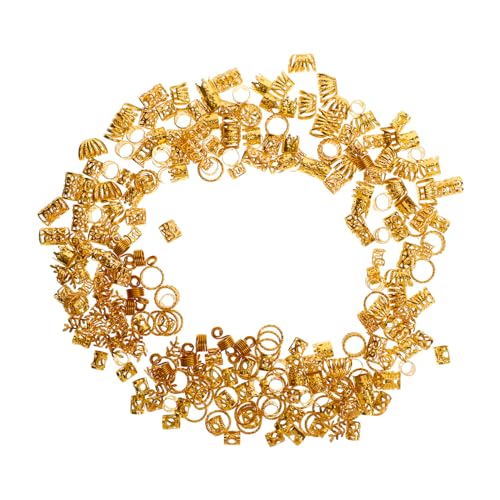 TOGEVAL 290Stücke Haarschmuck Goldene und Silberne Haarperlen für Dreadlocks und Zöpfe DIY Haarschmuck mit Galvanisiertem Hohldesign für Personalisierte Looks von TOGEVAL