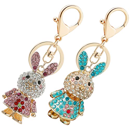 TOGEVAL 2 Stück Hasen-schlüsselanhänger Für Erwachsene Strass-Cartoon-schlüsselring Kristalle Für Rucksack Tasche Gürtel Schlüsselband Dekorationen von TOGEVAL