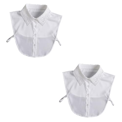 TOGEVAL 2stücke Chiffon Spitzenkragen Abnehmbarer Blusenkragen Für Damen Eleganter Fake Collar Für Blusen Und Festliche Anlässe von TOGEVAL