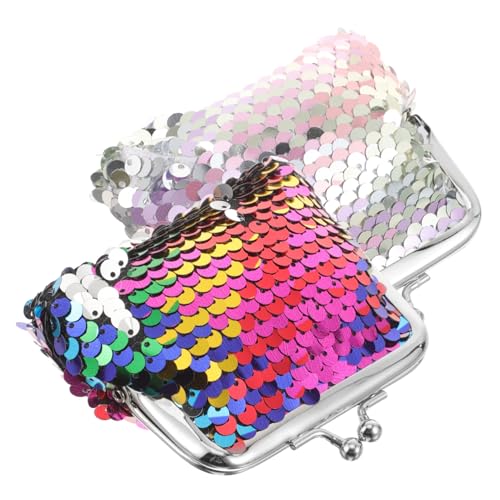 TOGEVAL 2stücke Münzen Geldbeutel Kleine Damen Münzgeldbörse Mit Pailletten Tragbare Mini Geldbörse Mit Kussverschluss Für Schlüssel Geld Kleingeld von TOGEVAL