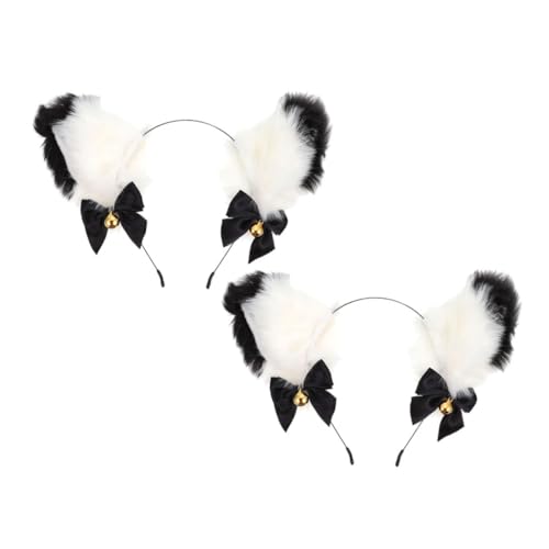 TOGEVAL 2stücke Katzenohren Haar Stirnband Junge Mädchen Kopfbedeckung Tier Haarreifen Halloween Cosplay Party Accessoires von TOGEVAL