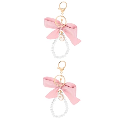TOGEVAL 2st Schleife Schlüsselanhänger Jubelbogen-schlüsselanhänger Perle Schlüsselanhänger Taschenanhänger Mit Schleife Schlüsselanhänger Mit Flüssigkeit Im Inneren Herz Rosa ，， von TOGEVAL