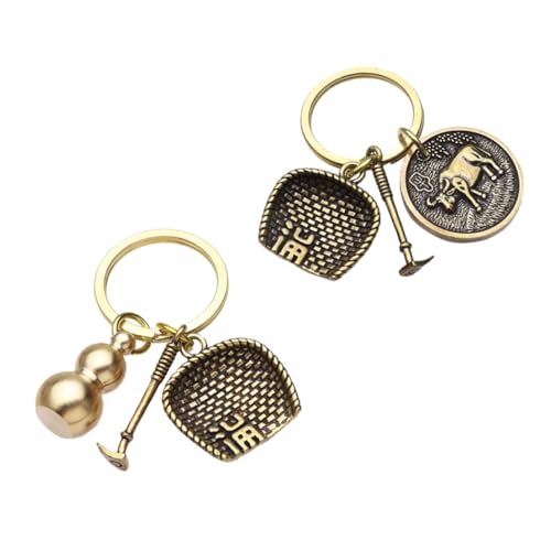 TOGEVAL Schlüsselanhänger-Set Mit Ochsenmotiv Aus Metall Chinesischer Dekorativer Schlüsselanhänger Stilvoller Schlüsselanhänger von TOGEVAL