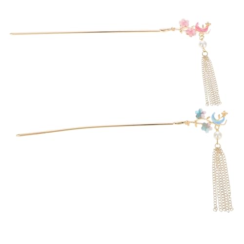 TOGEVAL 2stücke Chinesische Haarstäbe Mit Quasten Antikem Mond Und Sternen-design Für Frauen Geeignet Für Hochzeiten Abendveranstaltungen Und Partys von TOGEVAL