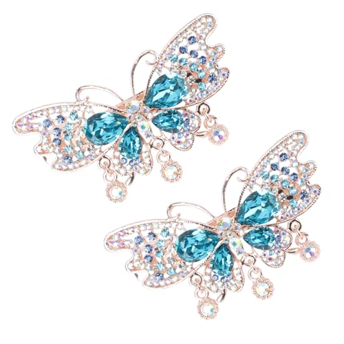 TOGEVAL 2stücke Modische Haarklammern Mit Federmuster Und Schmetterlingen Kristall Haarspangen Für Damen Stilvolle Ponytail-halter Für Feste Frisuren Für Partys Und Freizeit von TOGEVAL