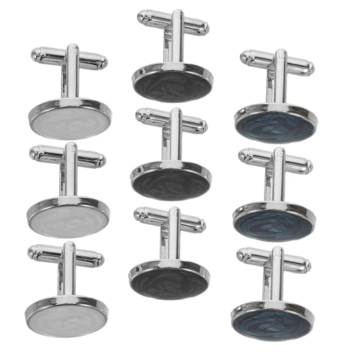 TOGEVAL 3 Paare Kreative Business Manschettenknöpfe Rund mit Glanzlack Tuxedo Accessoires für Herrenhemden Vielseitig für Hochzeit Meeting und Formelle Anlässe von TOGEVAL