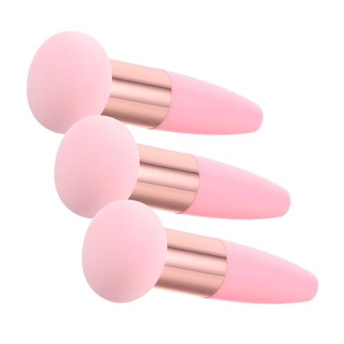 TOGEVAL 3 STÜCKE Teiliges Make up Schwamm mit Aluminiumgriff Rosa Puderquaste für Foundation Vielseitiger Kosmetischer Make up Schwamm für Sanfte Präzise Anwendung bei Damen von TOGEVAL