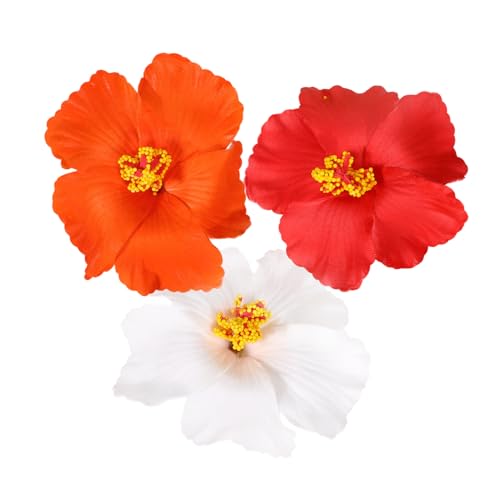 TOGEVAL 3 Stück Boho Teiliges Blumen Haarclip für Mädchen Dekorative Haarklammern in Weiß Rot und Orange Verspielte Haarspangen für Alltag Party Festival und Strandlook von TOGEVAL
