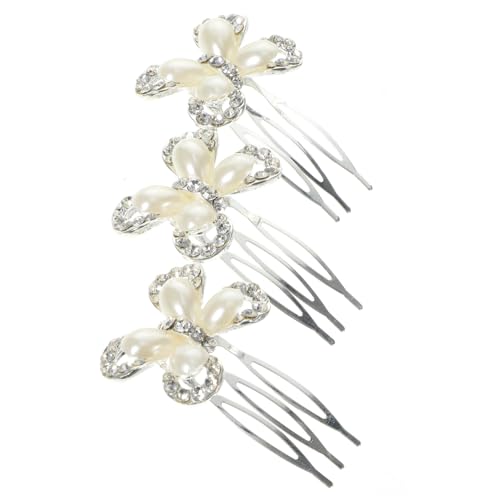 TOGEVAL 3 Stück Braut Haarkämme mit Perlen und Strasssteinen Funkelnde Haarschmuck Accessoires für Damen Stabile Haarkämme für Hochzeitsfrisuren und Festliche Anlässe von TOGEVAL