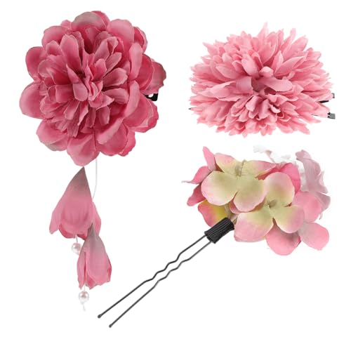 TOGEVAL 3 Stück Chinesische Haarklammer mit Künstlicher Blume Eleganter Blumenhaarschmuck im klassischen Stil Komfortabel Leicht und Modisch Geeignet für Damen und Mädchen bei Besonderen von TOGEVAL