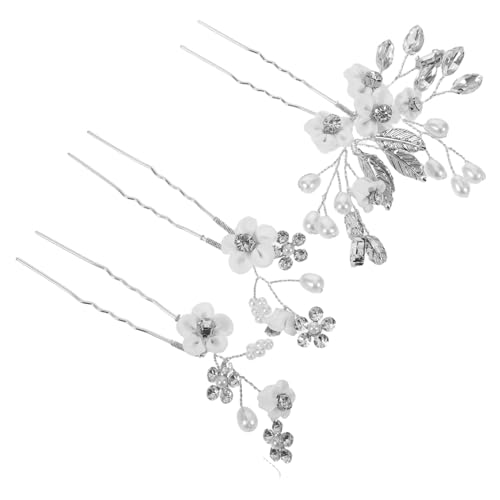 TOGEVAL 3 Stück Teiliges Brauthaarnadeln mit Resin-Perlen und Strass U-förmige Haarnadeln für Hochzeit Leichter und Komfortabler Brautschmuck zur Sicheren Befestigung von TOGEVAL