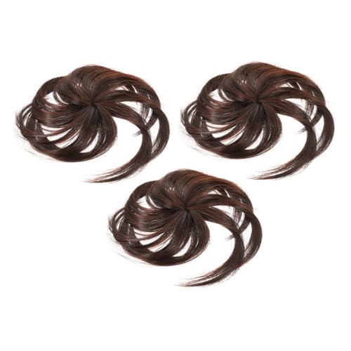 TOGEVAL 3 Stück Teiliges Echthaar Haarteil für Frauen Atmungsaktive Leichte Haar Toppers für Dünner Werdendes Haar Natürlicher Look Tiefbraun Kaschiert Weiße Haare Volumengebend von TOGEVAL