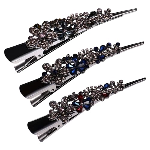 TOGEVAL 3 Stück Teiliges Haarklammern mit Strasssteinen Große Retro Wasserfall haarspangen für Damen Funkelnde Alligator haarklammern in Blau und Eleganter Haarschmuck für Hochzeit und von TOGEVAL