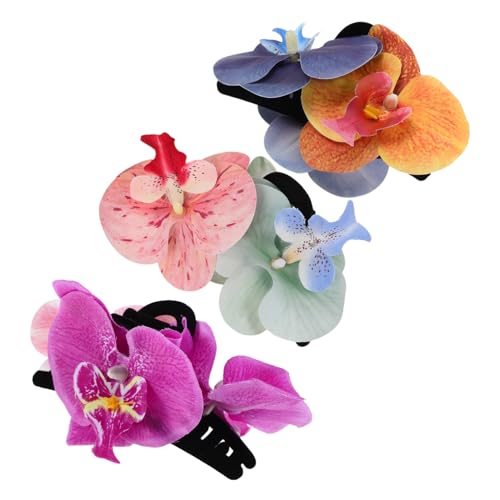 TOGEVAL 3 Stück Teiliges Orchideen Haarclip Rutschfeste Blumen-klammern mit Sicherem Halt Leichte Hawaii Phalaenopsis Haarklammern für Damen und Mädchen Tropische Sommer-accessoires für von TOGEVAL