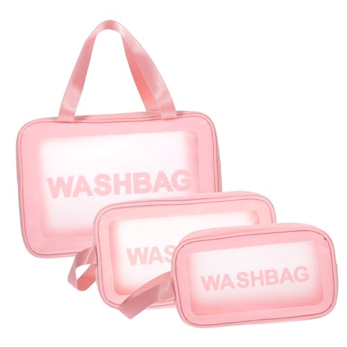 TOGEVAL 3 Stück Teiliges Reise Kosmetiktaschen Große Kapazität Verschiedene Klare Make Up Tasche Tragbar mit Praktischem Henkel für Damen und Alltag für Urlaub und Alltag von TOGEVAL