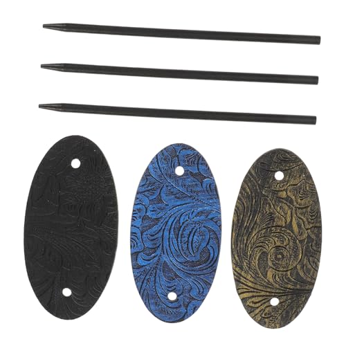 TOGEVAL 3 Stück Teiliges Vintage Haarstab Oval Stilvolle Fake Leder Haarnadeln für Frauen Komfortable Haarspangen mit Sicherem Griff Klassische Haarschmuck für Hochsteckfrisuren und Dutt von TOGEVAL