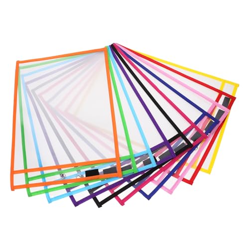 TOGEVAL 30 Stück Teiliges PVC Dry Erase Taschen Wiederverwendbar Abwischbar Mit Stifthalter Metallöse Büro Schule Schreibwaren Zufällige Farbe von TOGEVAL
