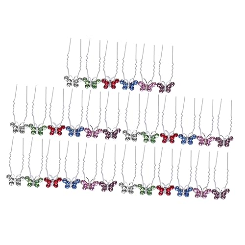 TOGEVAL 30 Stück U Förmige Haarnadeln mit Strass Teiliges in Weiß Hellblau Helllila Hellgrün Hellpink und Rot Hochzeits Haarschmuck für Damen für Feiern und Besondere Anlässe von TOGEVAL