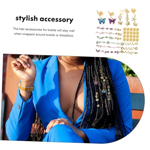 TOGEVAL 31 Stück Teiliges Dreadlock Pendant Goldfarbenes Haarschmuck Frauen Vielseitige Dreadlock Accessoires Einfache Anwendung Dekorative Haarperlen für Zöpfe und Flechtfrisuren von TOGEVAL