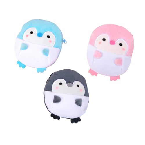 TOGEVAL 3stücke Plüsch-geldbörse Mit Münzaufbewahrungstasche Cartoon-Pinguin-Design Für Kleingeld Und Scheine Leicht Tragbar Wechseltasche Für Schlüssel Und Datenkabel von TOGEVAL