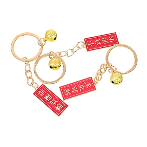 TOGEVAL 3st Text-schlüsselanhänger Schlüsselanhänger Reize Chinesische Fengshui-anhänger Auto Schlüssel Halter Chinoiserie- Segen Einzugsgeschenk Autoanhänger Aluminiumlegierung von TOGEVAL