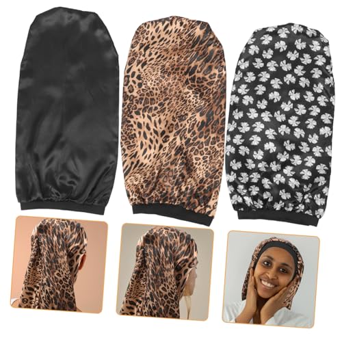 TOGEVAL 3stücke Schlafhaube Aus Satin Für Lange Haare Atmungsaktiv Und Waschbar Für Damen Zum Schlafen Schminken Oder Schützt Kopfhaut Und Haar Große Für Kopfgrößen von TOGEVAL