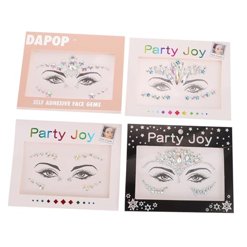 TOGEVAL 4 Blätter Face Rhinestone Sticker Teilig Selbstklebende Gesichtsjuwelen in Verschiedenen Formen für Make Up Festival und Partygesichtsschmuck Einfach Anzubringen und Vielseitig von TOGEVAL