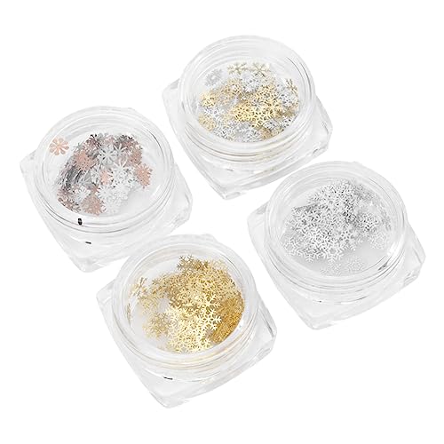 TOGEVAL 4 Boxen Retro Metall Nagelsticker Weihnachtsmotive Schneeflocken Schleifen Selbstklebende Nail Art Decals für Damen Festliche Nagelaufkleber für Weihnachten und Feiern von TOGEVAL