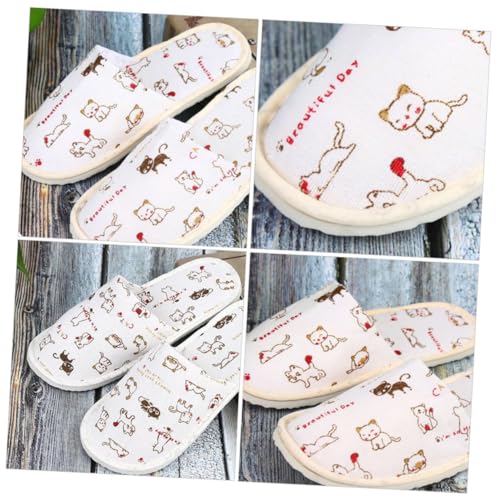 TOGEVAL 4 Paare Einweg Hausschuhe Herren Damen Geschlossene Zehen Rutschfest Dicke Sohle Leicht Tragbar Cartoon Tiermotiv Pantoffeln Gästehotel Slipper von TOGEVAL