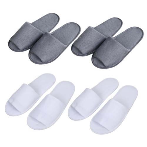 TOGEVAL 4 Paare Einweg Herren Faltbare Hotel Hausschuhe Weiß und Offene Zehen Reise Slipper Leicht Atmungsaktiv Komfortabel Für Gäste und Reisen von TOGEVAL