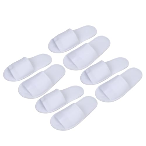 TOGEVAL 4 Paare Einweg Herren Hausschuhe Weiß Leicht Reise Slipper Hotel Gästehausschuhe Atmungsaktiv Komfortabel Rutschfest Für Spa Zuhause von TOGEVAL