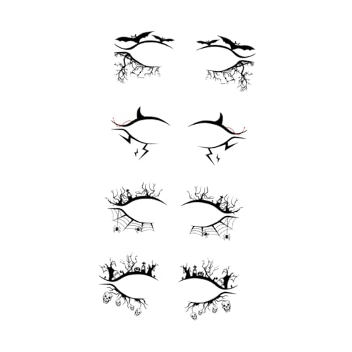 TOGEVAL 4 Paare Halloween Eyeliner Aufkleber Kreative Augen Make Up Sticker Horror Party Dekoration Natürliche Bequeme Anwendung für Besondere Anlässe und Individuelles Styling von TOGEVAL