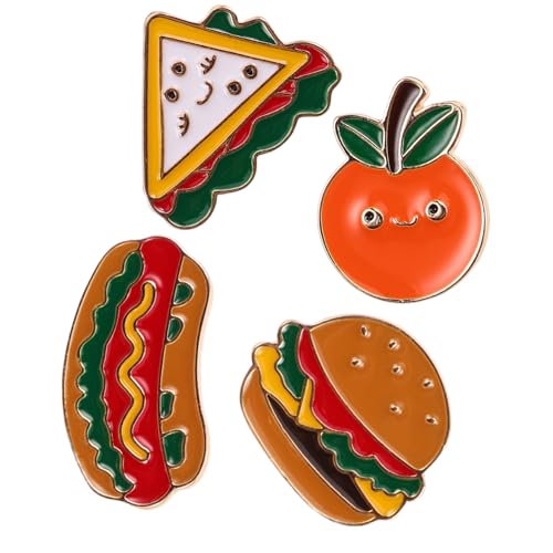 TOGEVAL 4stücke Cartoon Pommes Anstecker Burger Und Broschen Süße Fast Food Sandwich Anstecker Foodie Broschen Für Rucksäcke Und Kleidung von TOGEVAL