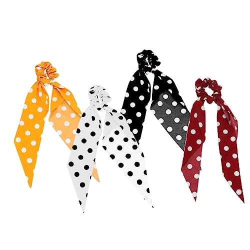 TOGEVAL 4 Stück Elastische Haargummis mit Schleifenband Dehnbar Langlebig Haarbänder für Damen für Alltag Party Weihnachten und Bühnenauftritte Zufällige Farbe Zufällige Farbe von TOGEVAL