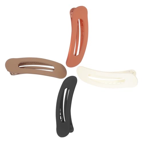 TOGEVAL 4 Stück Flache Haarklammern in Beige Karamell Schwarz Braun Starke Kunststoff Clips für Damen Haarspangen für Dicken und Dünnen Haaransatz Vielseitiger Haarschmuck für Styling und von TOGEVAL