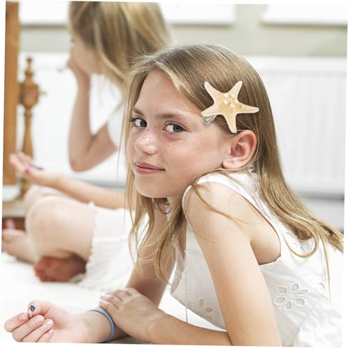 TOGEVAL 4 Stück Handgemachte Natürliche Fünfzackige Seestern Haarnadeln Teiliges Bunter Haarschmuck für Frauen und Mädchen Strand Accessoires in Zufälligen und Farben von TOGEVAL