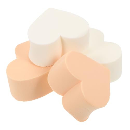 TOGEVAL 4 Stück Herzförmige Make up Schwämme Hautfreundliche Weiche Puderquasten für Präzises Auftragen von Foundation und Concealer Kleine Schminkschwämme für Frauen Zufällige Farbe von TOGEVAL