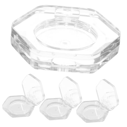 TOGEVAL 4 Stück Leere Sechseckige Lidschatten Dosen Transparent Kosmetische Nachfüllbehälter für Lippenbalsam Kompakte Reise Make up Aufbewahrung für Frauen Mädchen von TOGEVAL