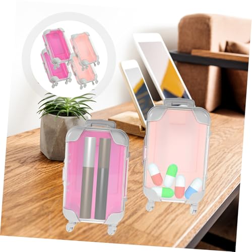 TOGEVAL 4 Stück Mini Makeup Koffer Aufbewahrungsbox für Falsche Wimpern Tragbarer Schminkkoffer Rosé Kompakte Reise Make up Organizer für Damen und Mädchen von TOGEVAL