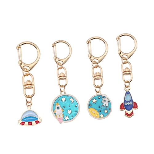TOGEVAL 4stücke Teiliges Schlüsselanhänger Aus Legierung Astronauten Und Planeten Pendants Für Kreative Bastelprojekte Langlebig Und Vielseitig Einsetzbar von TOGEVAL