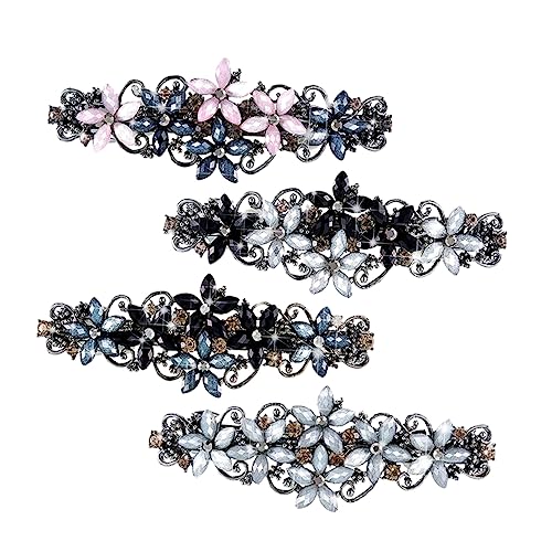 TOGEVAL 4 Stück Rhinestone Haarspangen Set für Damen Teiliges Vintage Blumen Design Eleganter Haarclip für Pferdeschwanz und Hochsteckfrisuren Accessoires für Besondere Anlässe von TOGEVAL