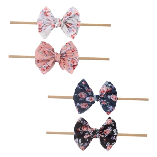 TOGEVAL 4 Stück Stirnband Haarschmuck für Kinder Haarschmuck für Kleinkinder Haarband mit Glitzerschleifen kinder haargummis kinder haarschmuck -Kopfbedeckung -Haarreifen Stoff von TOGEVAL