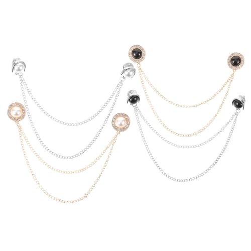 TOGEVAL 4 Stück Teiliges Broschen Clips mit Kette Pullover Schal Clips für Damen Herren für Anlässe Wie Hochzeiten Dates von TOGEVAL