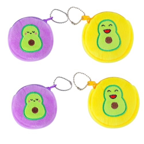 TOGEVAL 4 Stück Teiliges Cartoon Ohrhörer Etui aus Plüsch Weiche Aufbewahrungstaschen für Mädchen Teens Niedliche Münzbörsen in Gelb und Praktische Reiseetuis für Kopfhörer und Kleingeld von TOGEVAL