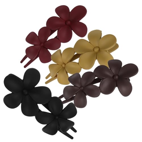 TOGEVAL 4 Stück Teiliges Dekorative Blumen Haarspangen für Frauen Große Haarklammern in Schwarz Rosé und Khaki Langlebig Einfach zu Verwenden Vielseitig Kombinierbar für Schnelles Styling von TOGEVAL