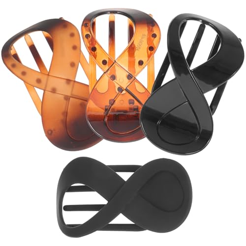 TOGEVAL 4 Stück Teiliges Haarklammer Dickes Haar Flache French Claw Clips in Glänzendem Schwarz und Bernstein Mattes Design Fester Griff Modische Haarspangen für Damen und Vielseitige von TOGEVAL