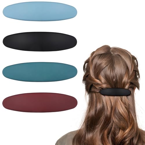 TOGEVAL 4 Stück Teiliges Haarklammern für Damen Ergonomische Gebogene Haarspangen Schwarz Hellblau und Weinrot für Dünnes und Dickes Haar Starker Vielseitige Anwendung Rutschfeste Clips von TOGEVAL