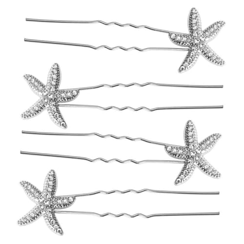 TOGEVAL 4 Stück Teiliges Haarnadel Meerjungfrau Brautschmuck aus Legierung mit Seestern Design Hochzeit Haarspangen für Strandpartys und Festliche Anlässe Silberfarbene Haarschmuck von TOGEVAL