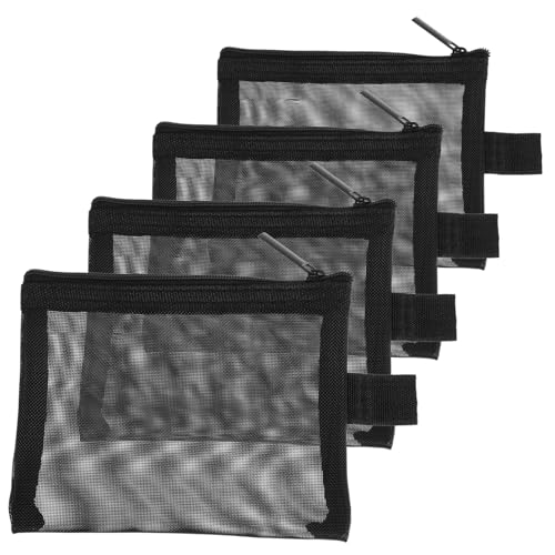 TOGEVAL 4 Stück Teiliges Kleine Transparente Mesh Kosmetiktaschen Portable Kulturbeutel mit Reißverschluss Praktische Reise Organizer für Make Up und Toilettenartikel von TOGEVAL